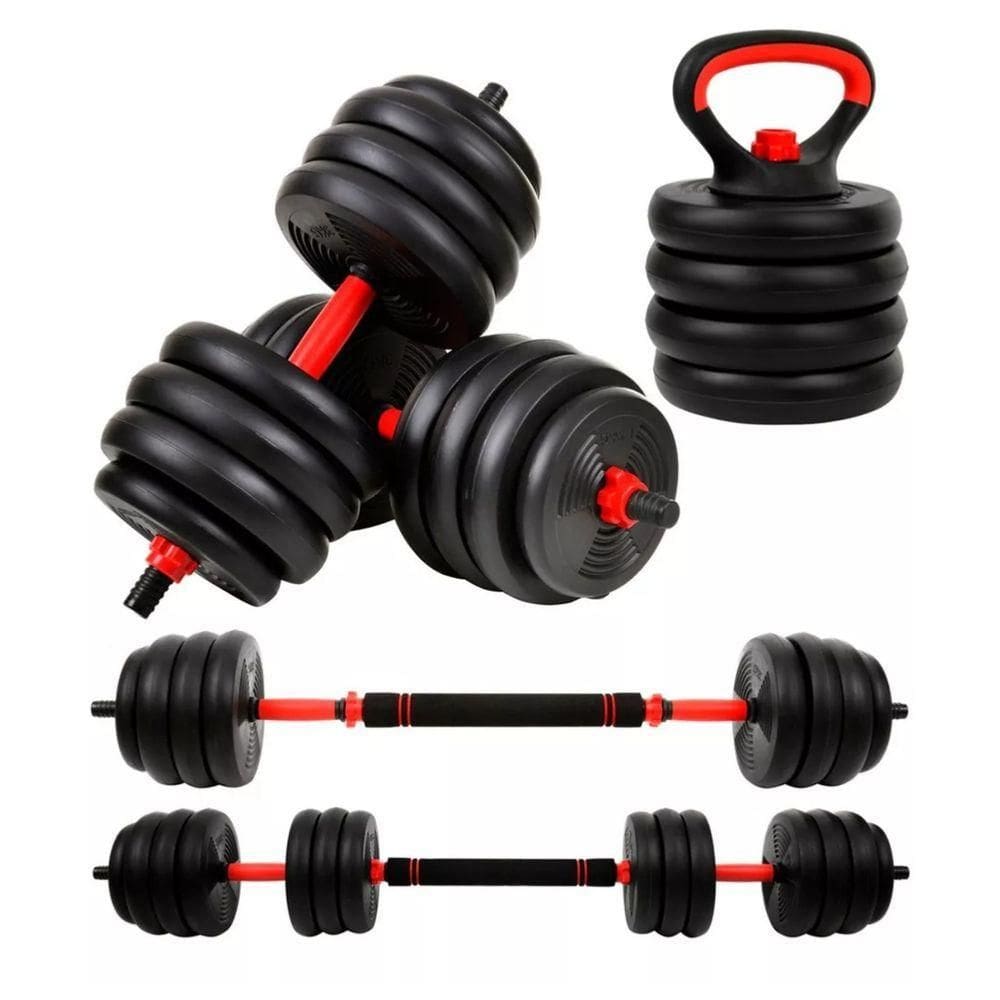 Kit Halteres Anilhas Kettlebell 6 Em 1 Ajustável Treino Casa 50kg