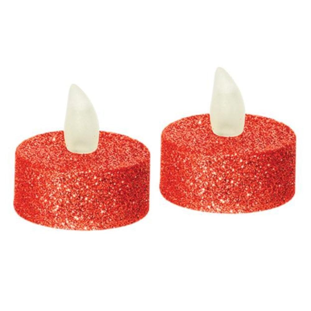 Par De Velas Led Glitter Vermelho