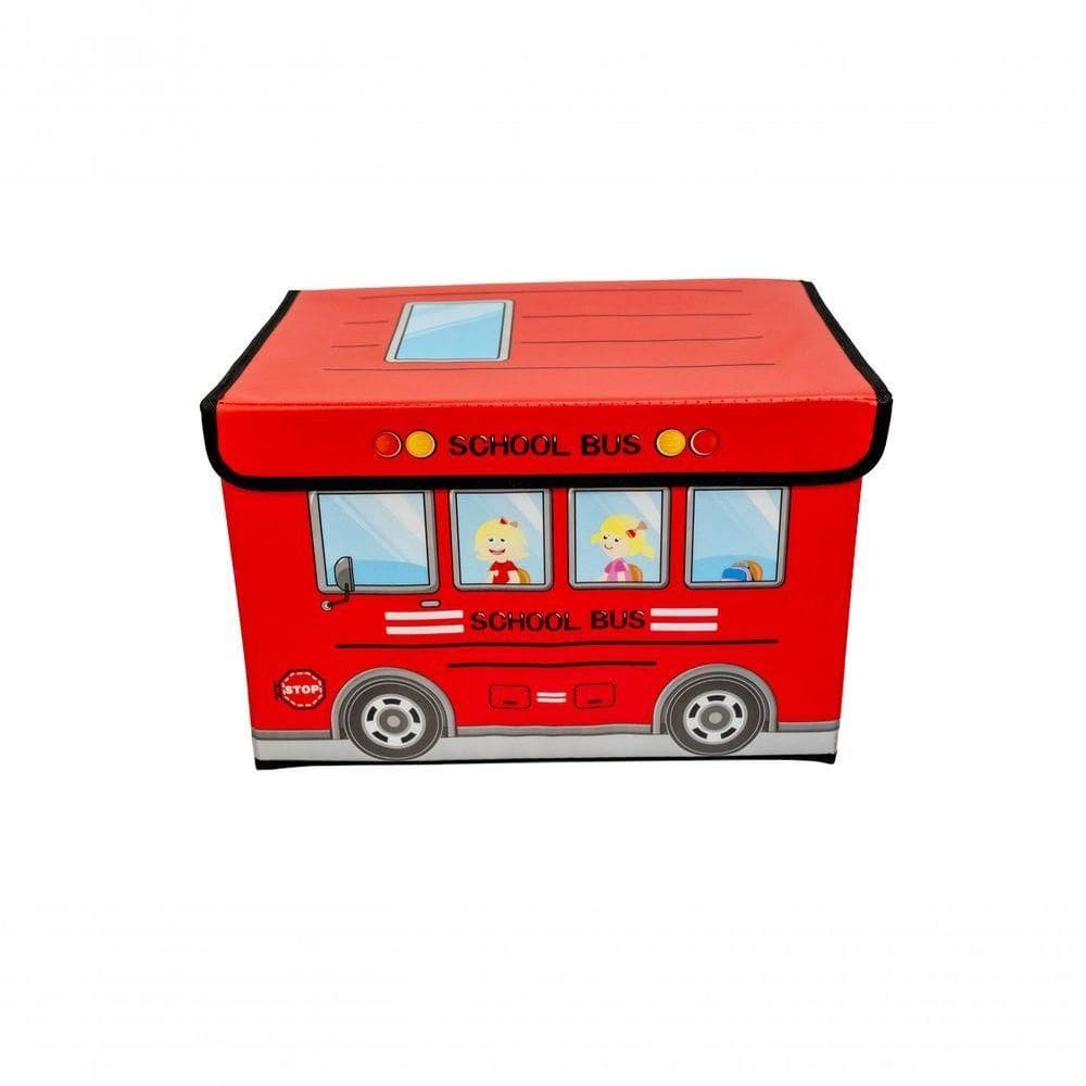 Caixa Organizadora Infantil Tampa Brinquedoteca Armazenament Cor:vermelhoonibus
