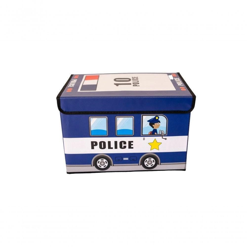 Caixa Organizadora Infantil Tampa Brinquedoteca Armazenament Cor:azulpolicia