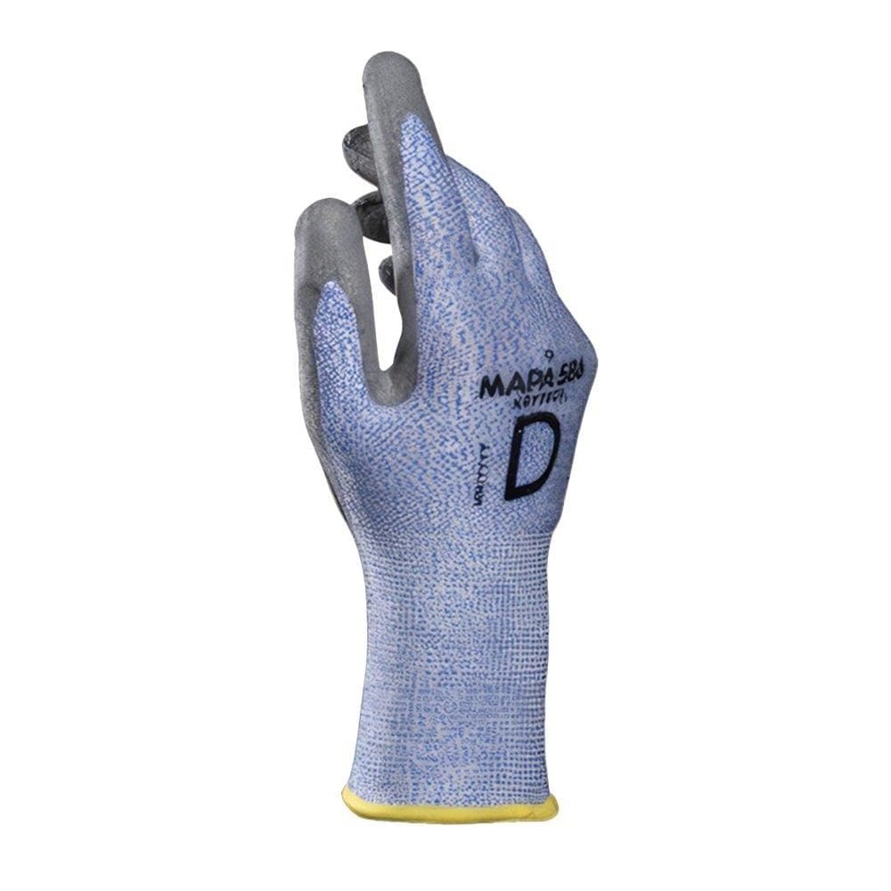 Luva Mapa Krytech 586 CA31346 ¿ PU, Anticorte D, PEAD, Tamanho 8, Azul/Cinza ¿ Embalagem com 12 Pares