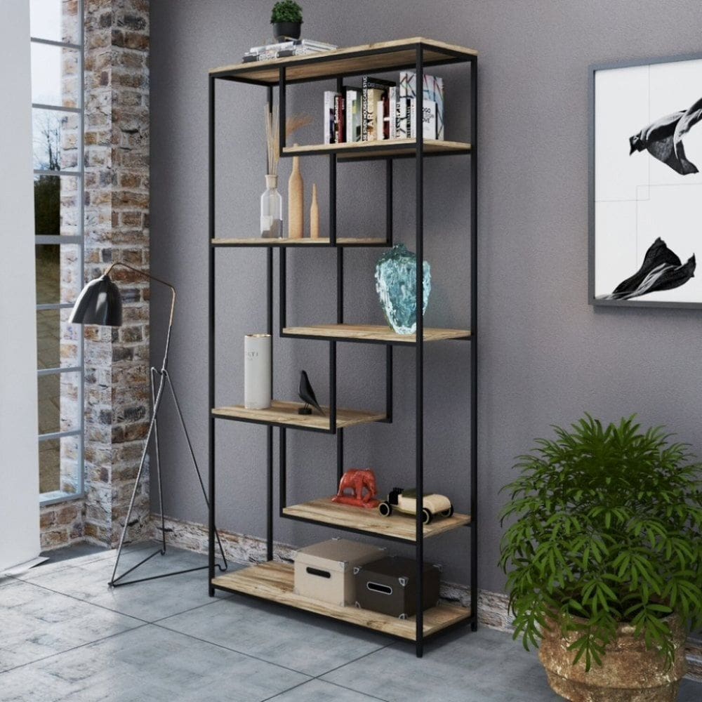 Estante Alta para Livros em Mdp Florença Carvalho / Preto