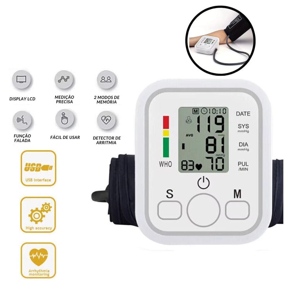 Aferidor Pressão Arterial Tecnologia Digital E Alta