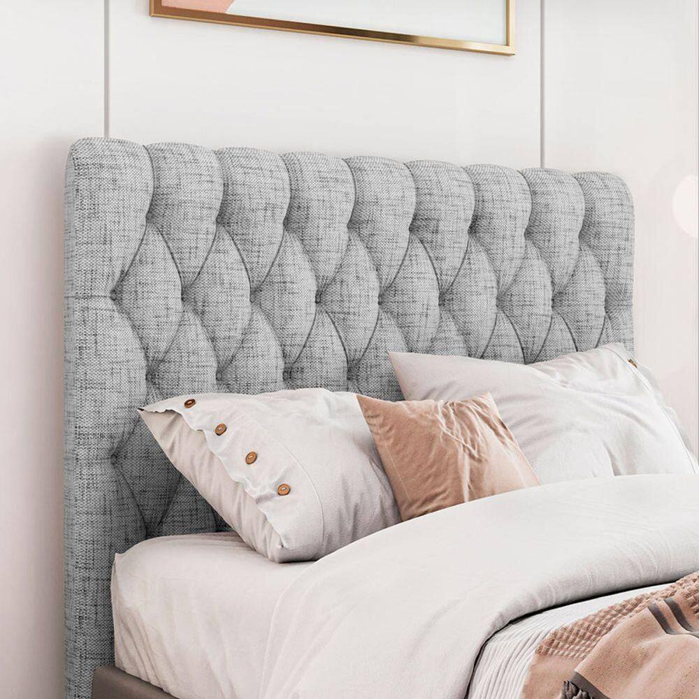 Cabeceira Estofada Solteiro 90 Cm Topázio Linho Cor: Cinza