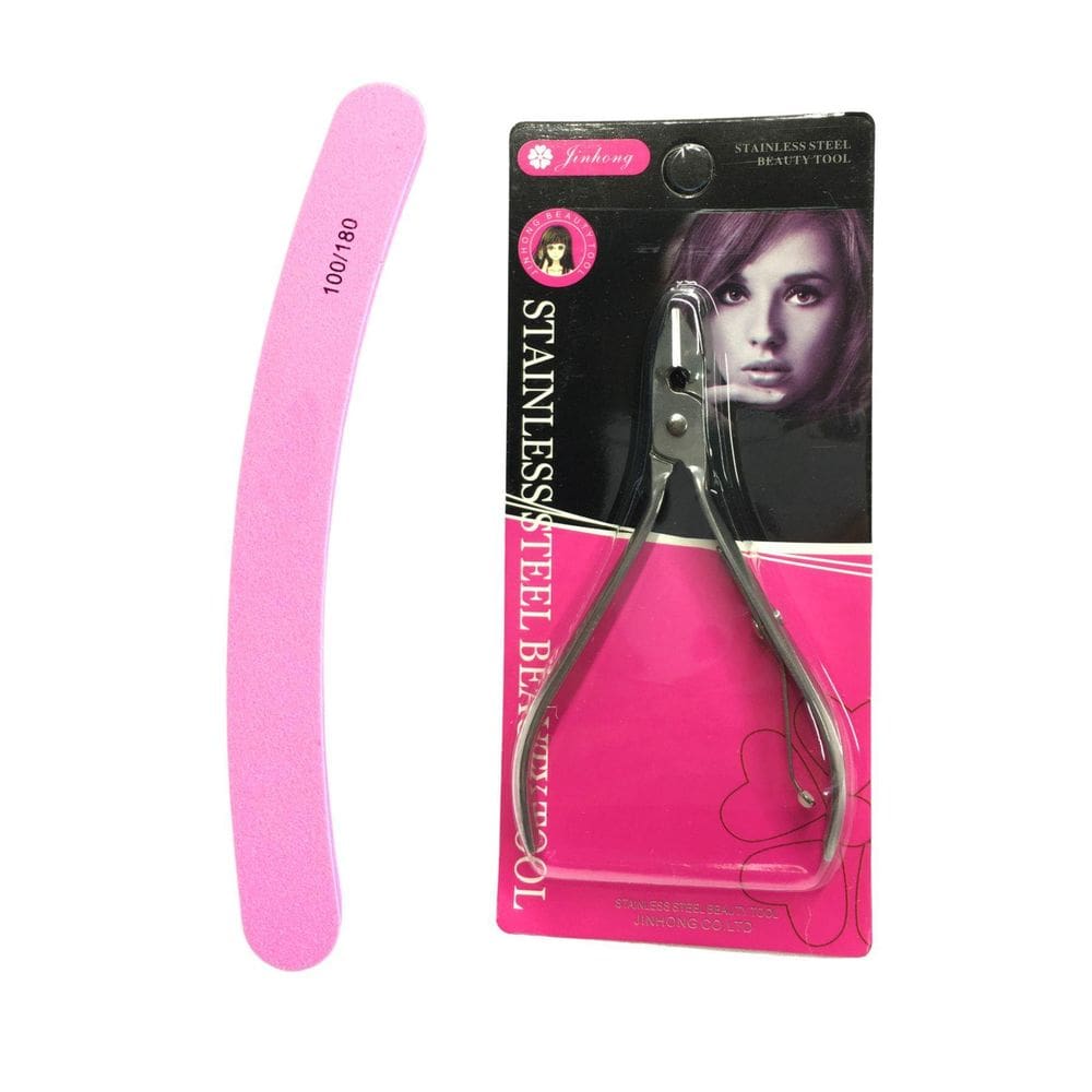 Kit Alicate + Lixa Buffer 100/180 Cutícula Corta Unha