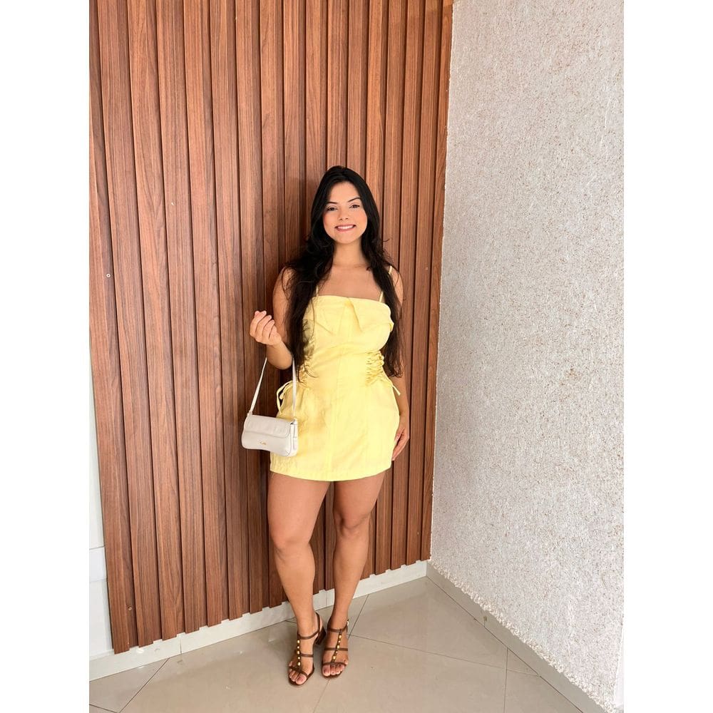 Vestido Macaquinho Curto Com Bojo E Alça Regulavel Crisconf