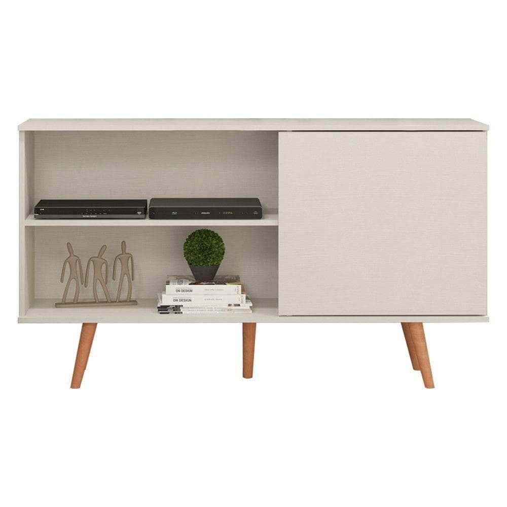 Rack Retrô Pádua Tv 60 Pol 2 Nichos 2 Portas Menu Móveis Branco