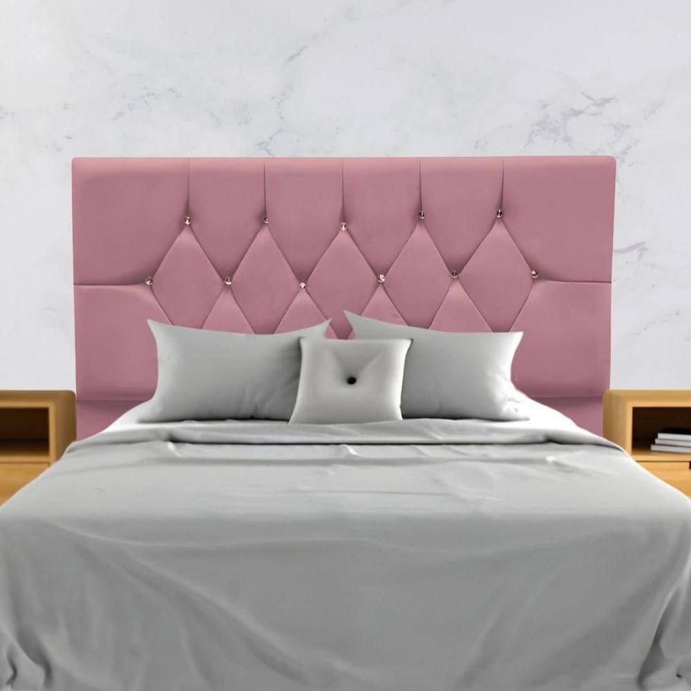 Cabeceira Para Cama Casal 140 Cm Brenda Com Frame Suede Rose