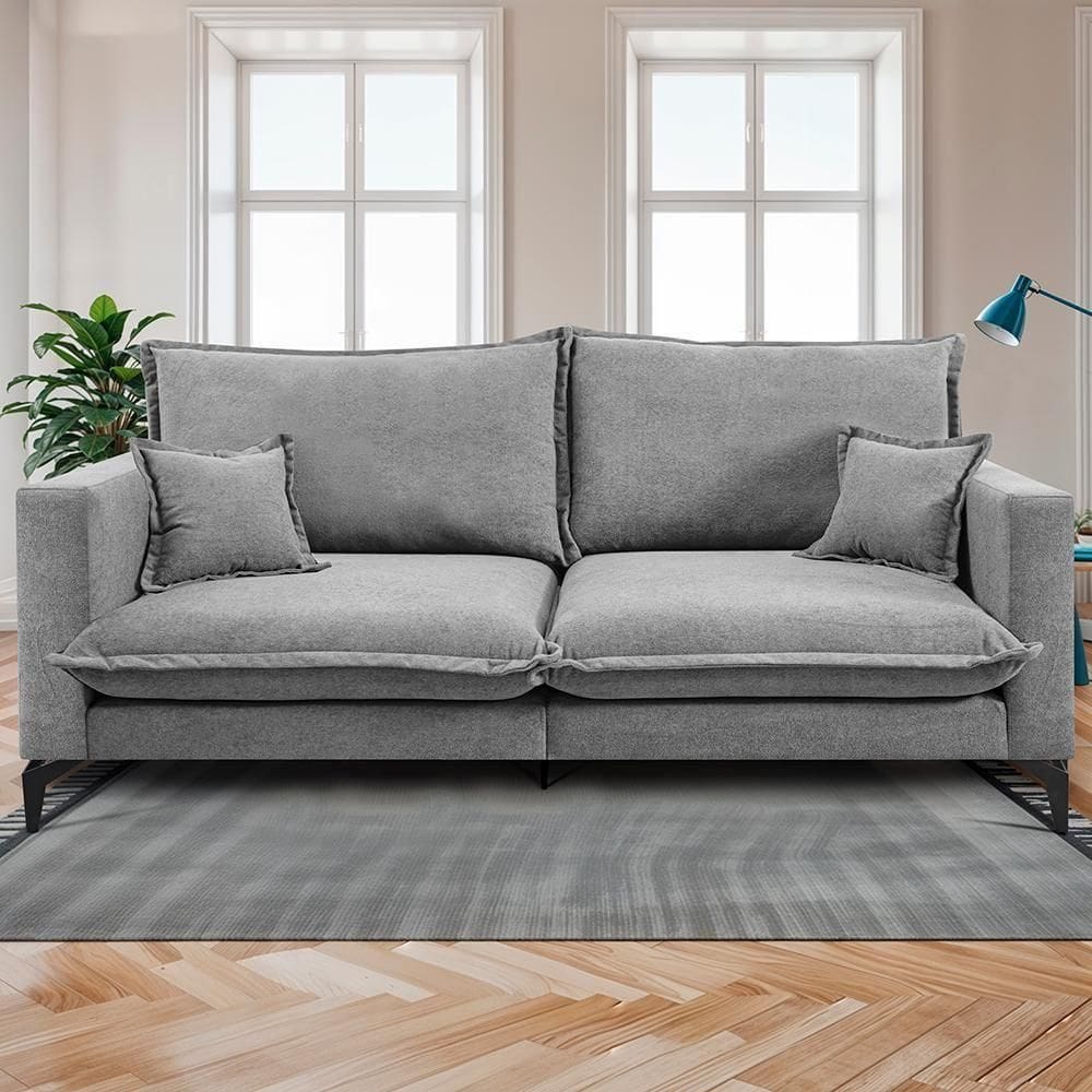 Sofá 2 Lugares Modular Boma. 1,70m Boucle Sofá Inbox Cinza Claro