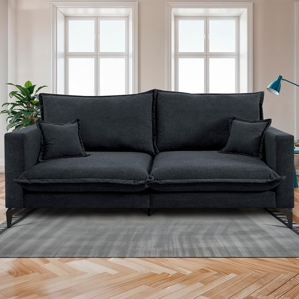 Sofá 2 Lugares Modular Boma. 1,70m Boucle Sofá Inbox Cinza Escuro