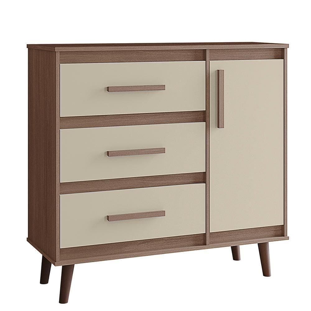 Comoda Sapateira 3 Gavetas 1 Porta 95 Cm Mila Savana Off White Mobbs