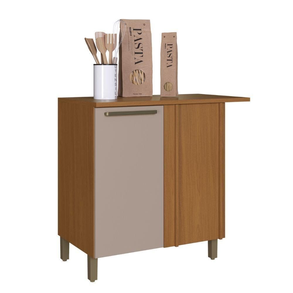 Balcão Indekes Imperial Canto Reto 96cm C/ Tampo Freijo/camurça