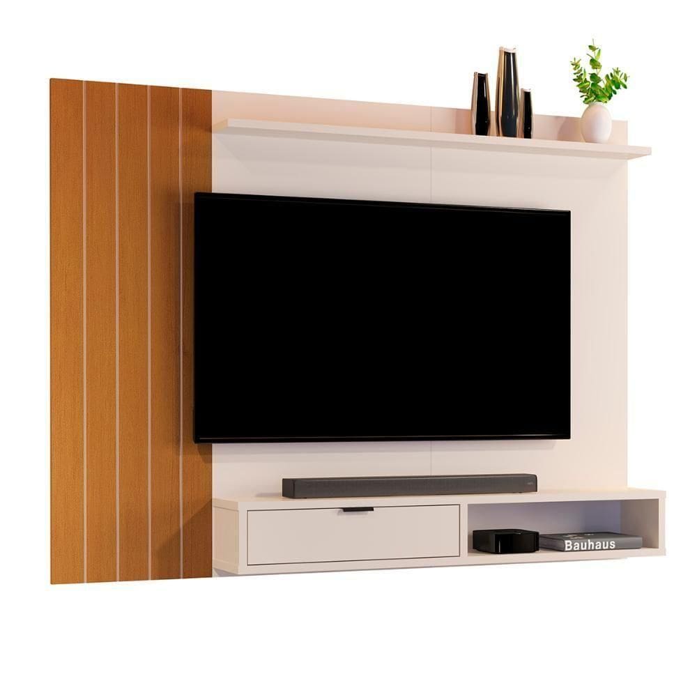 Painel Jb 5001 Suspenso Sala Para Tv`s Até 43 Polegadas Off White-naturale