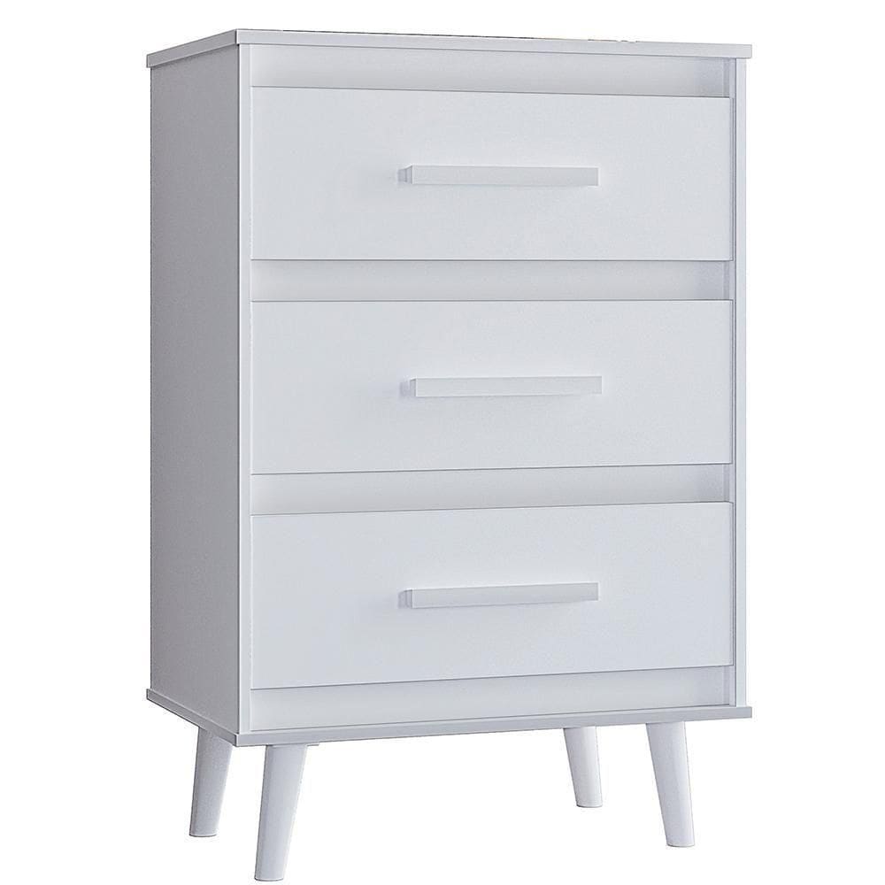 Comoda 3 Gavetasavetas 61 Cm Mila Branco Mobbs