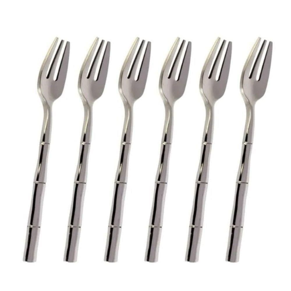 6 Garfos De Sobremesa Steel Wood Bambu Em Inox L?hermitage