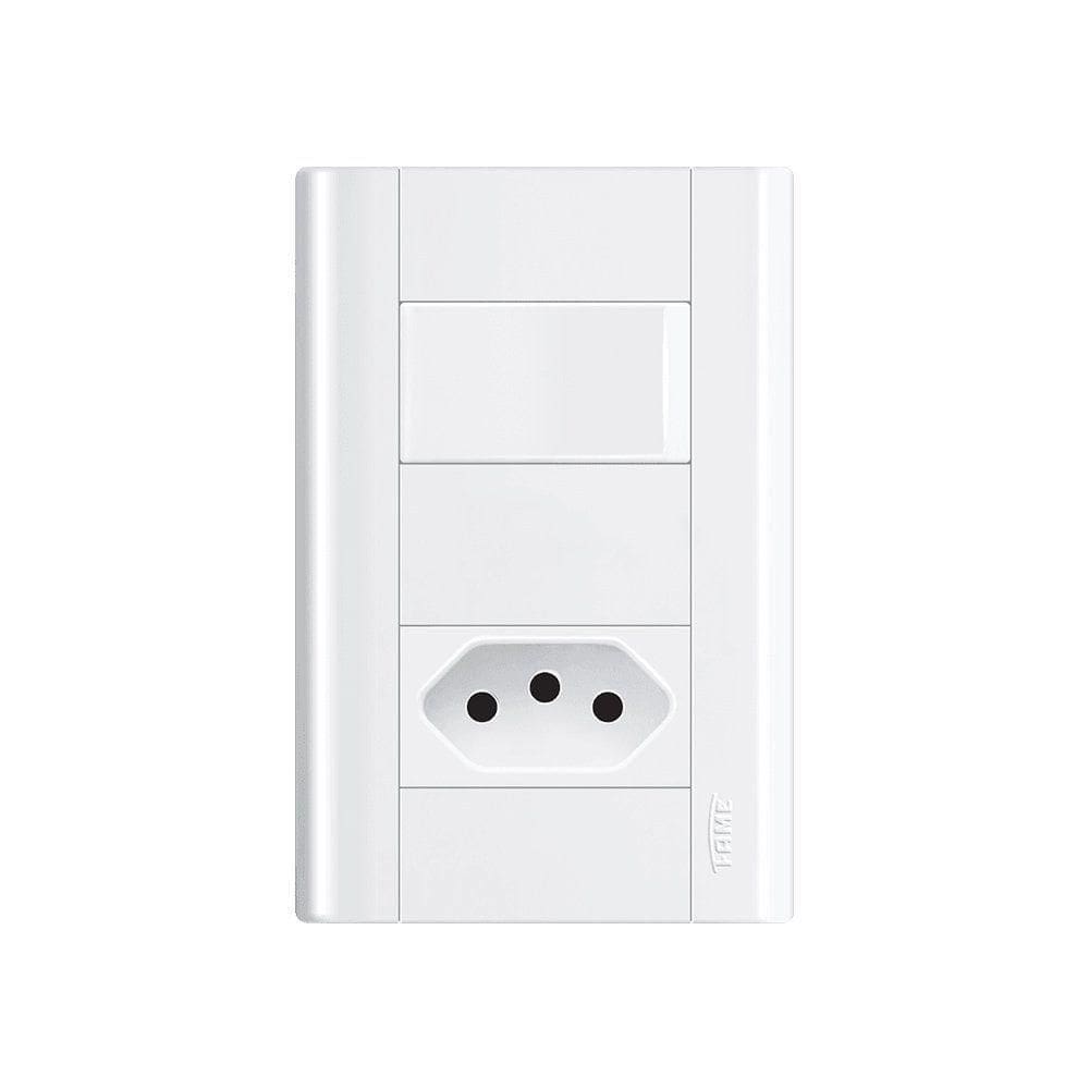 Interruptor Simples E Tomada 2p+t 20a Fame Modulare Com Placa 4x2 Branco