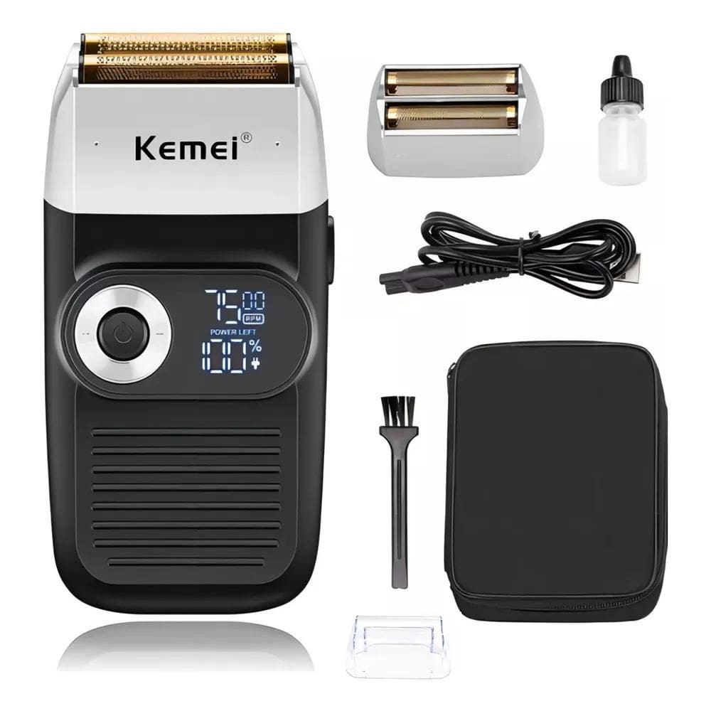 2X Shaver Kemei Barbeador Elétrico Com Lcd Precisão E Confor