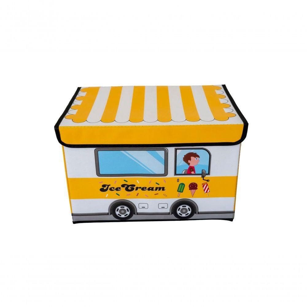 Caixa Organizadora Infantil Tampa Brinquedoteca Armazenament Cor:sorveteria Amarela