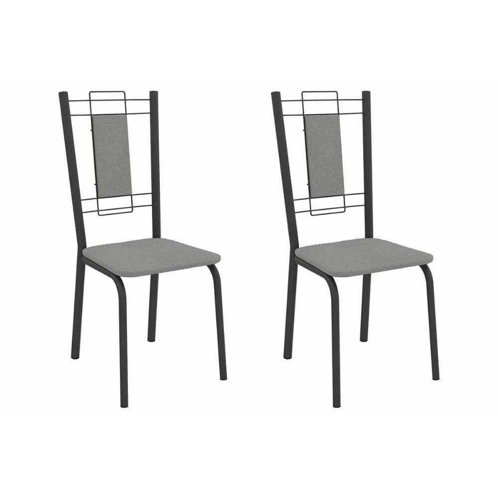 Cadeira Sala De Jantar Florença 2c005prf Aço Kit 2 Un Preto/boucle Cinza - Kappesberg