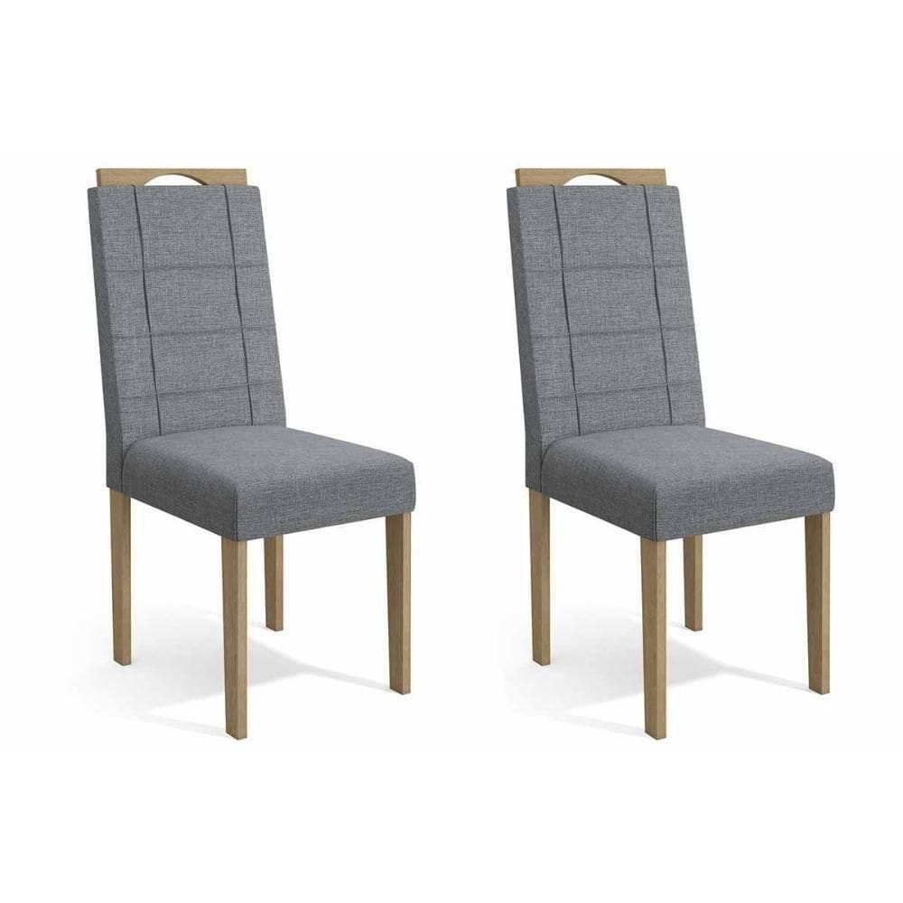 Cadeira Sala De Jantar Flora 2cad161 Madeirado Kit 2 Un Carvalho/linho Grafite - Kappesberg