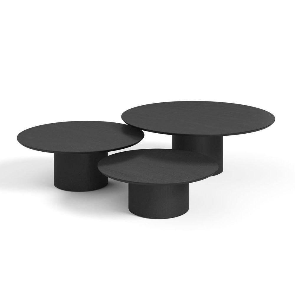 Conjunto Mesa De Centro Ava Em Madeira Preto