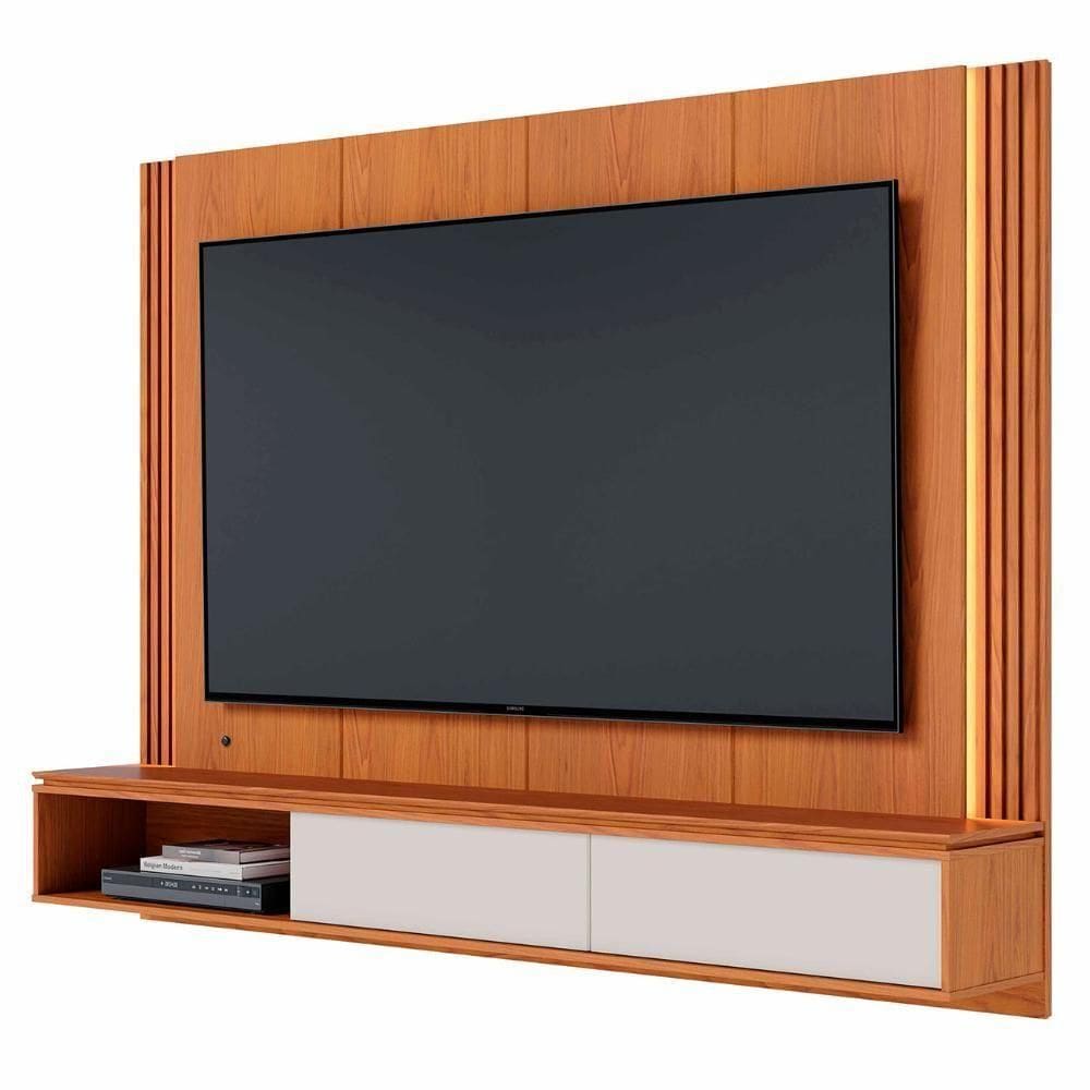 Painel TV 75 Polegadas E Bancada Suspensa Trento Freijó Off White C05 - Mpozenato