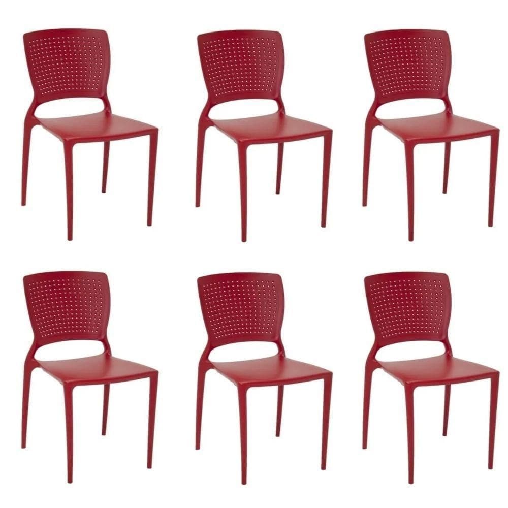 Kit 6 Cadeiras Safira Vermelha Tramontina 92048/040