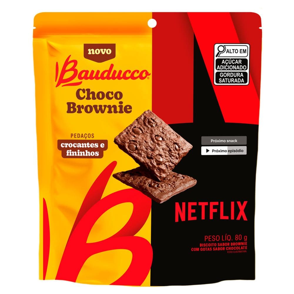 Biscoito Bauducco Choco Brownie com Gotas de Chocolate Netflix 80g