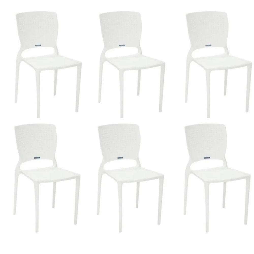 Kit 6 Cadeiras Safira Branca Tramontina 92048/010