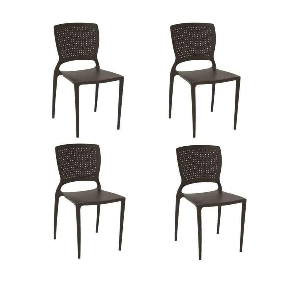 Kit 4 Cadeiras Safira Marrom Tramontina 92048/109