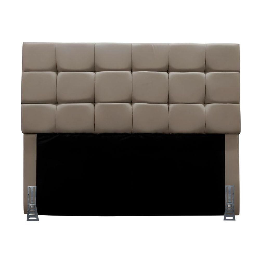 Cabeceira Casal 140 Cm Estofada Mali Em Suede Com Frame Bege Escuro
