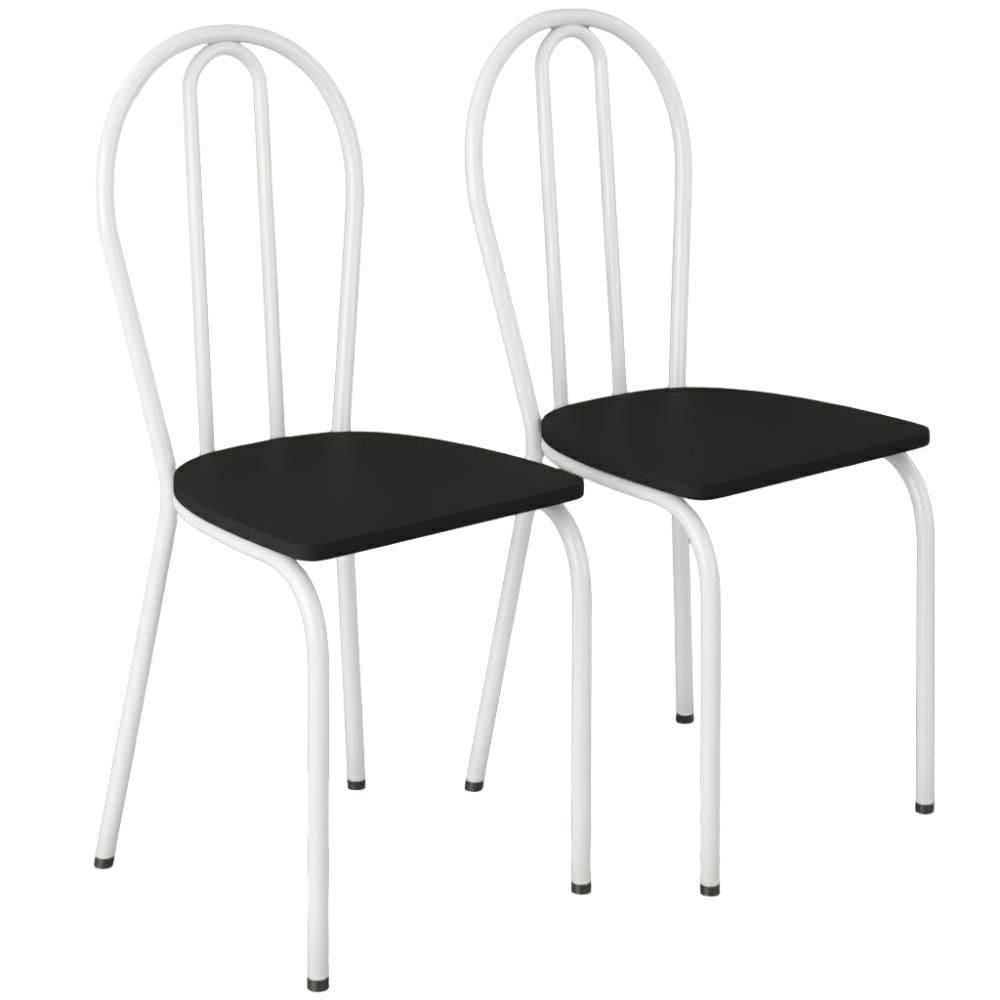 Kit 02 Cadeira Tubular America 004 Branco Assento Preto Artef Preto