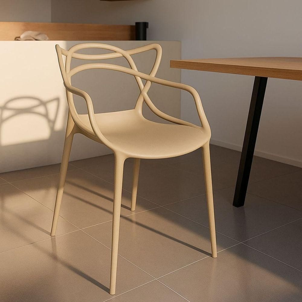 Cadeira Descanso Polipropileno Leitura Sala Cor:nude