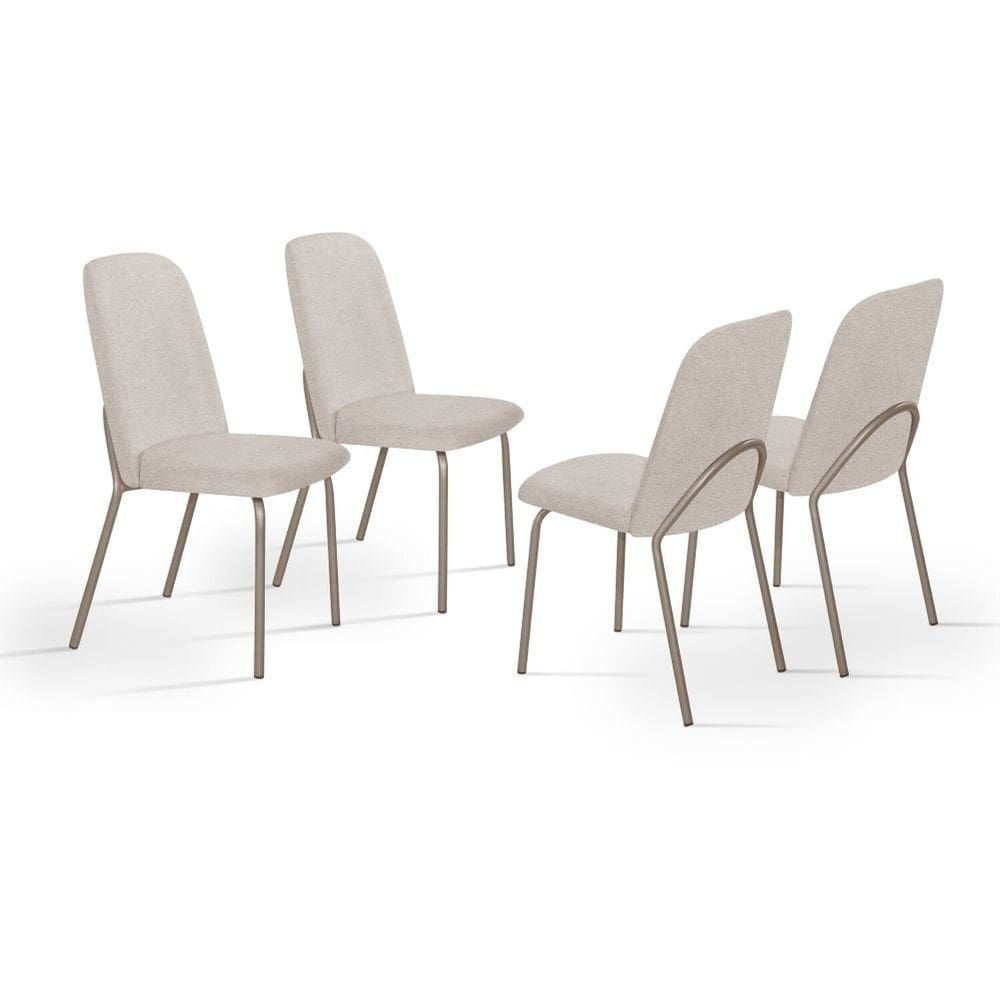 Kit com 4 Cadeiras 92x53cm California Champagne / Bege