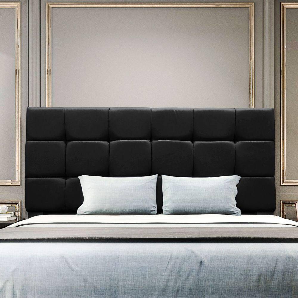 Cabeceira Cama De Casal 140 Cm Malta Em Suede Com Frame Preto