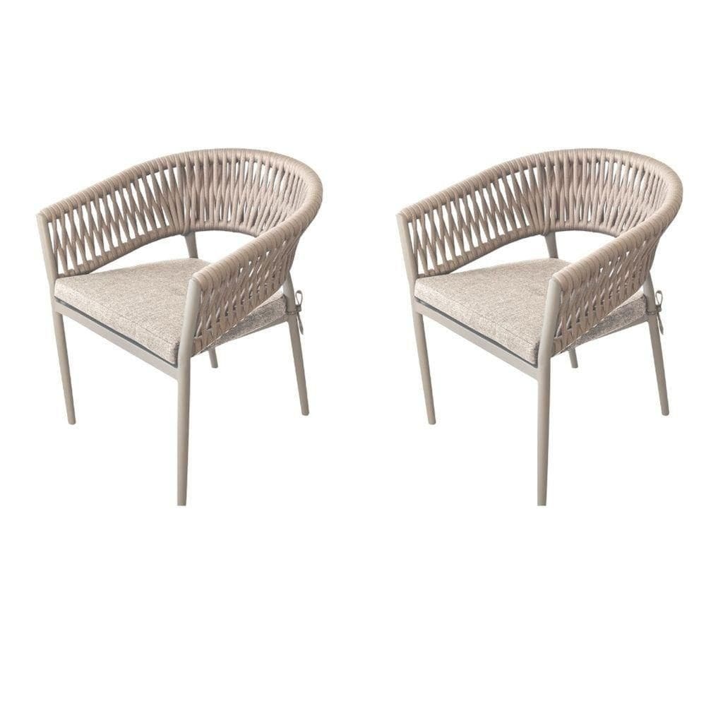 Kit 2 Cadeiras Ravello Caraíva Fratini Encosto Corda Náutica Assento Acquablock Base Alumínio Fendi