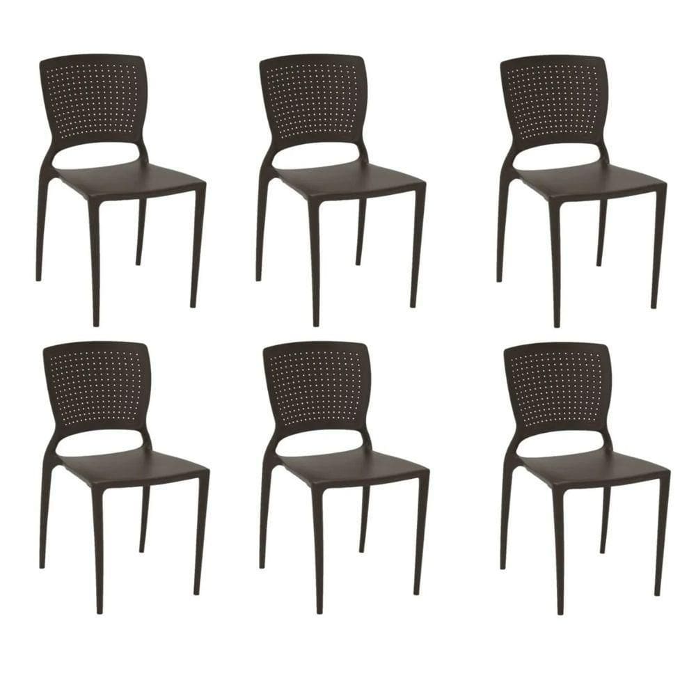 Kit 6 Cadeiras Safira Marrom Tramontina 92048/109
