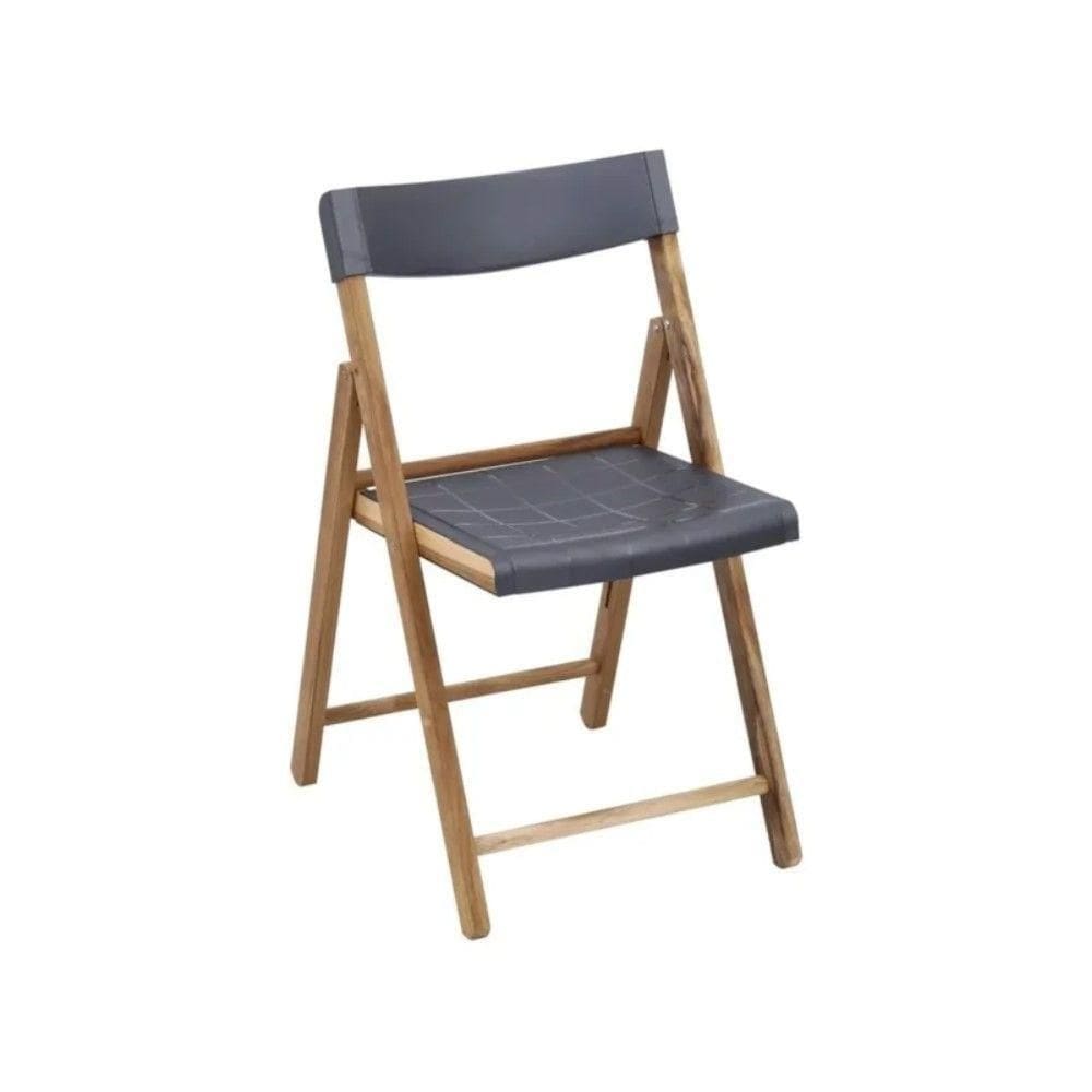 Cadeira Dobrável Potenza Grafite Em Madeira Teca Com Acabamento Natural Tramontina 13797/992
