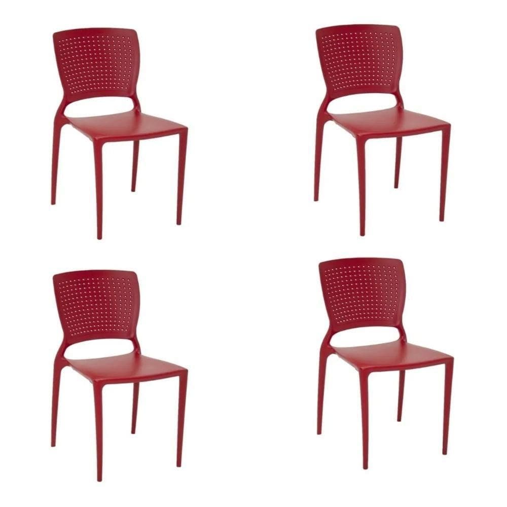 Kit 4 Cadeiras Safira Vermelha Tramontina 92048/040