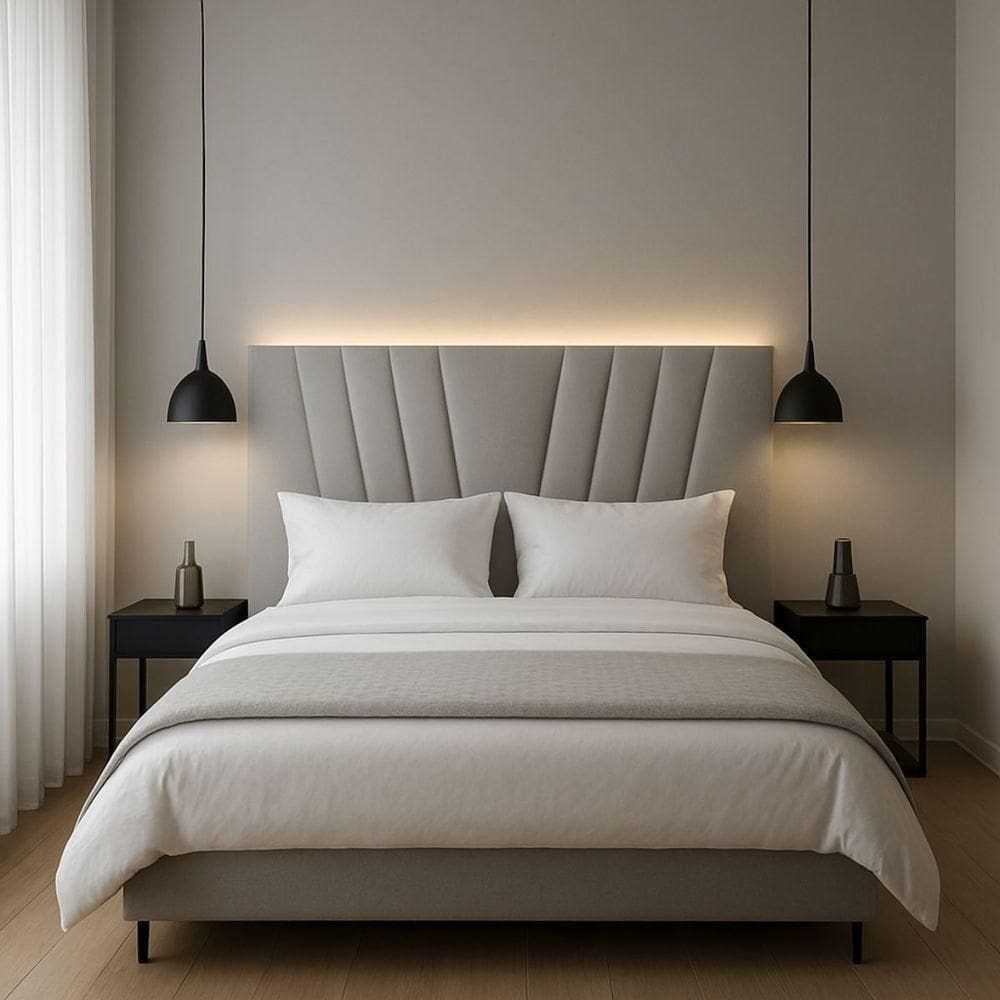 Cabeceira Cama Box Solteirão 100 Cm Vivian Em Corino E Frame Cinza