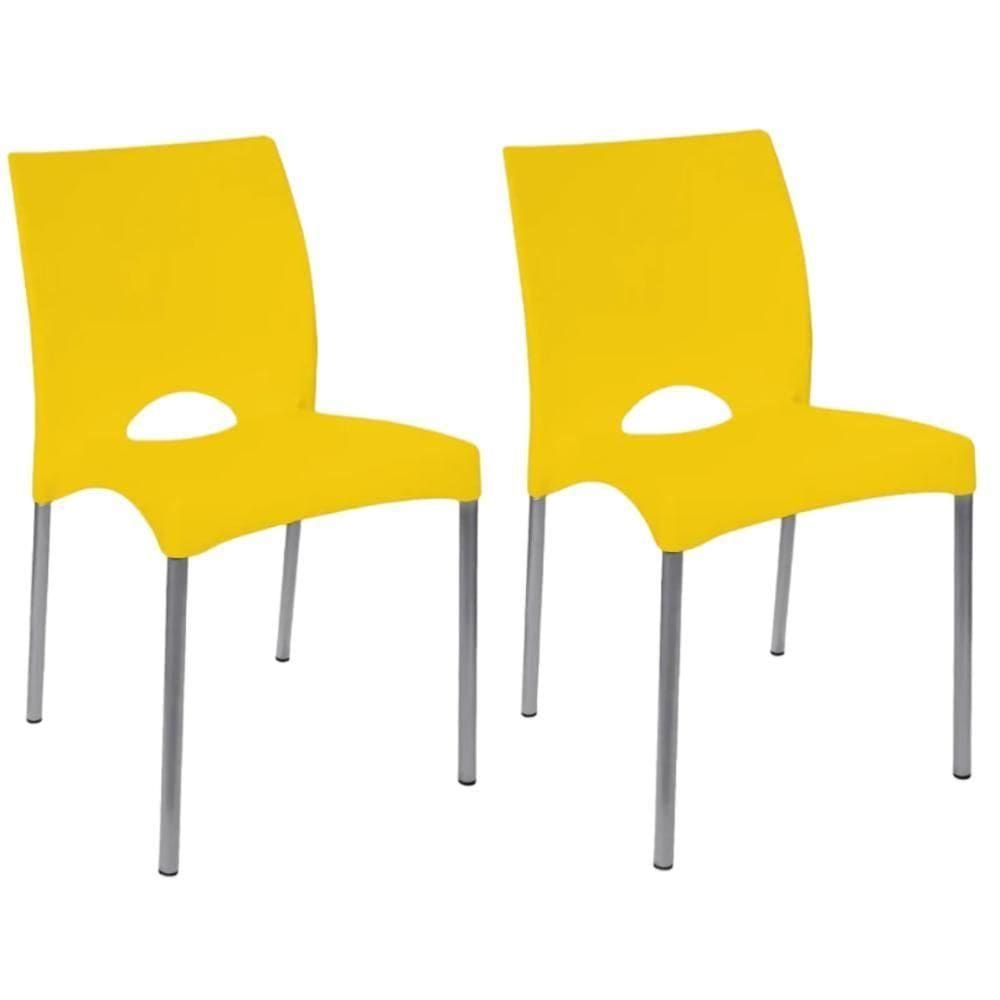 Kit 2 Cadeira Boston Exterior Interior Preta Resistente Garden Life