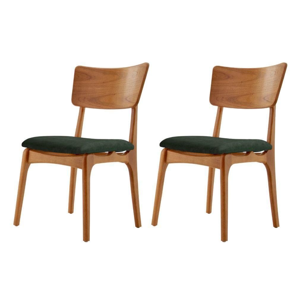 Conjunto 2 Cadeiras De Madeira Viena Gold Jade/cinamomo Imbuia