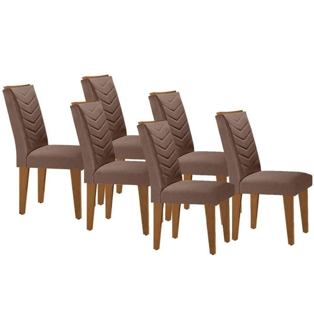 Kit 6 Cadeiras Sala Jantar Londrina 6 Un Capuccino-suede Capuccino - Rufato