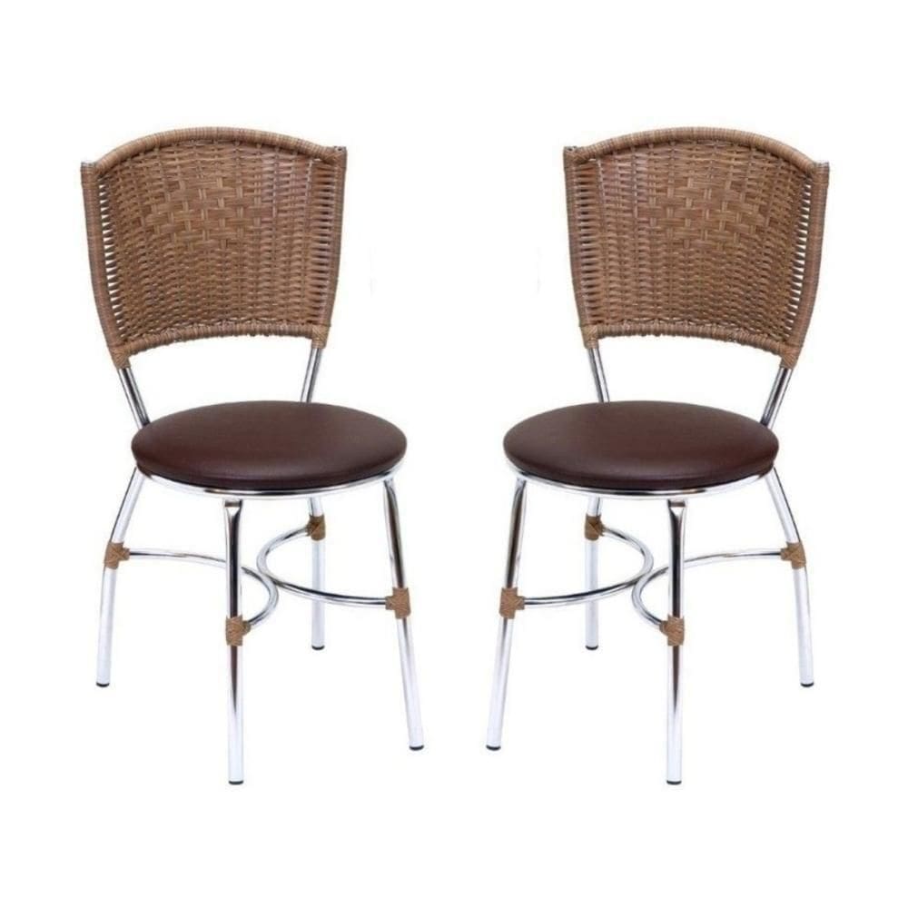 Conjunto 2 Cadeiras De Jantar Com Assento Estofado Multimóveis Cr50131 Marrom