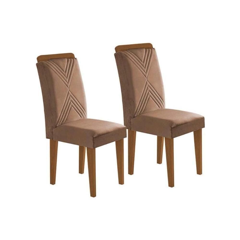 Kit 2 Cadeiras De Cozinha Amsterdã Madeira Capuccino-suede Capuccino - Rufato
