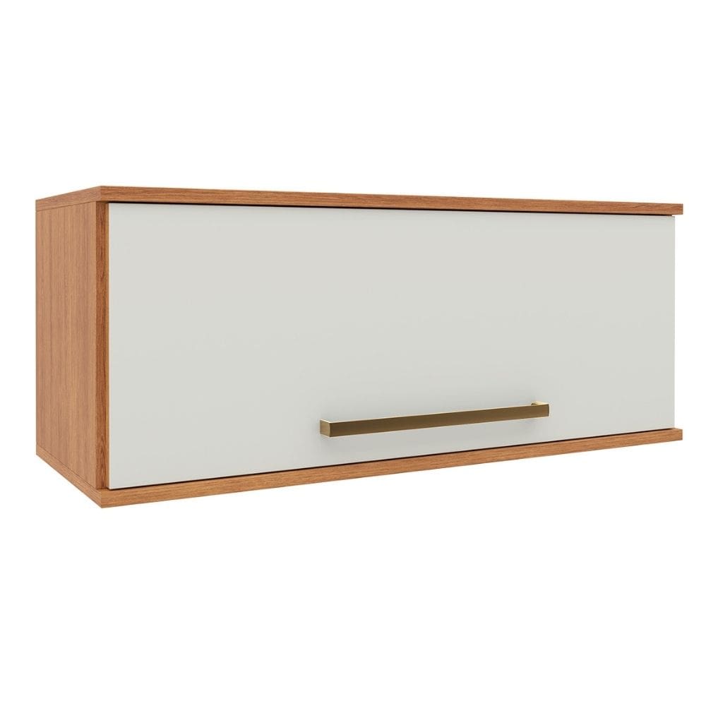 Armário Aéreo de Geladeira 1 Porta 0,80m Grécia Madeirado/Off White