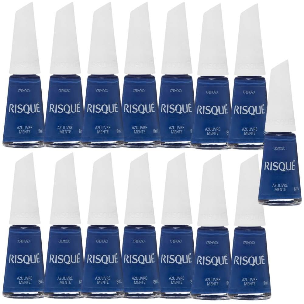 Kit 15 Esmalte Risqué Coloridos Cremoso Cor Azulivre Mente 8ml