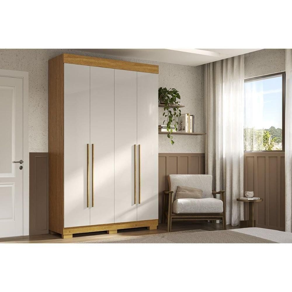 Guarda Roupa Solteiro 4 Portas E 2 Gavetas ágata Cinamomo/off White - Acp