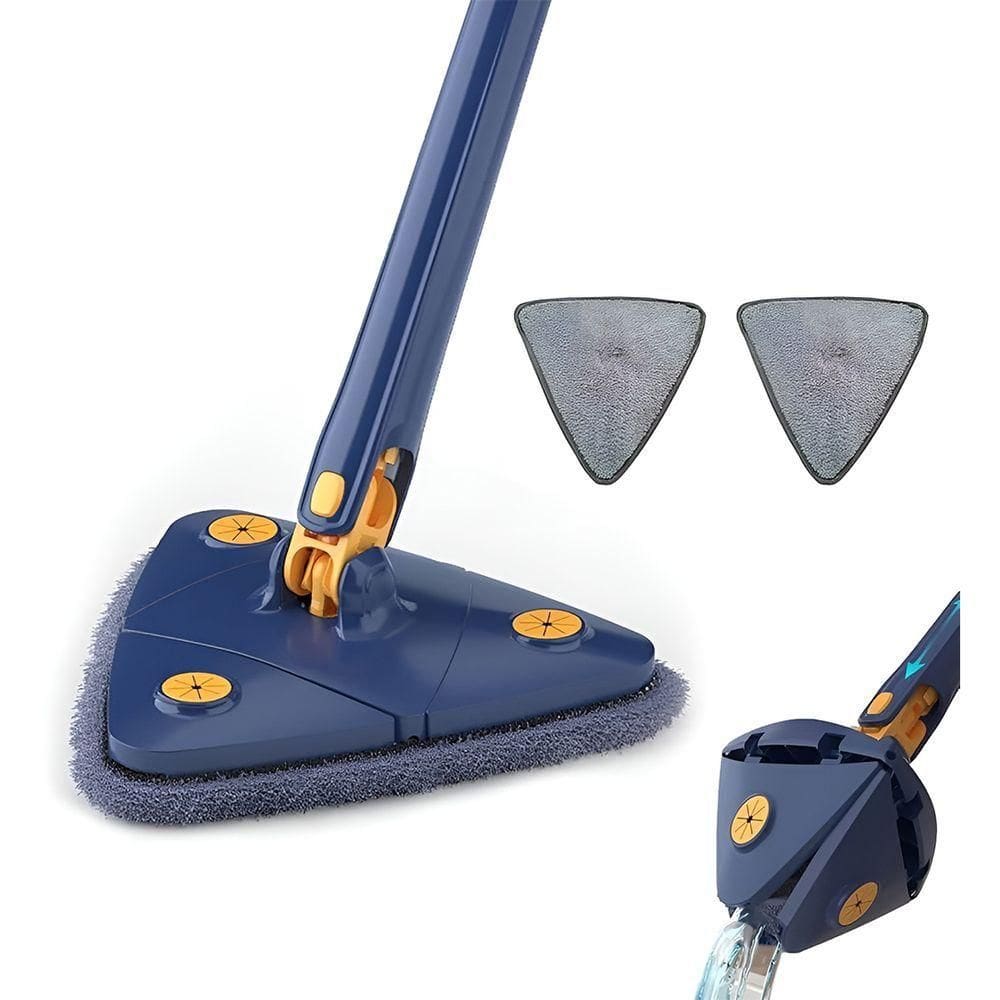 Esfregão Triangular 360º Com Rodo Articulado E 2 Panos De Microfibra Lava E Seca