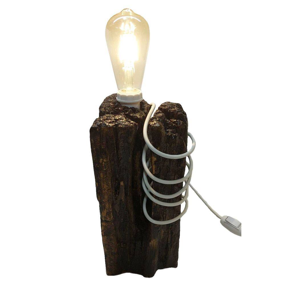 Luminária Rústica Mesa Madeira Demolição E27 Bivolt 32x15cm